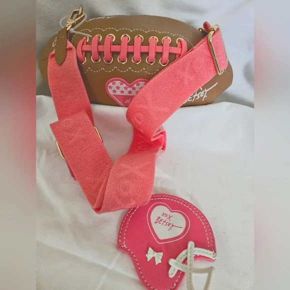 Betsey Johnson xotoss Game Day Football-Shaped Crossbody Bag w /Hangtags Nwt - Picture 14 of 14